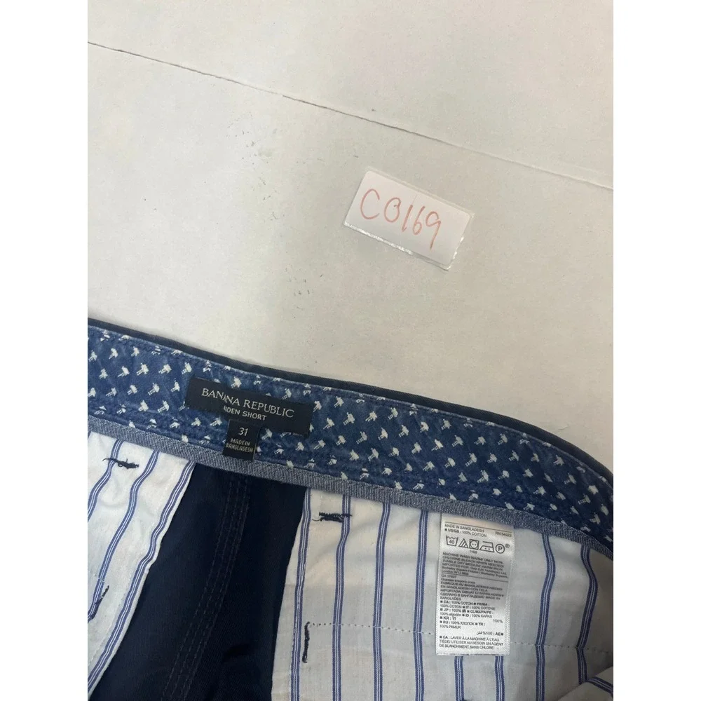 Banana Republic Aiden Short Mens 31 Navy‎ Blue Cotton Slim Fit Chino Shorts